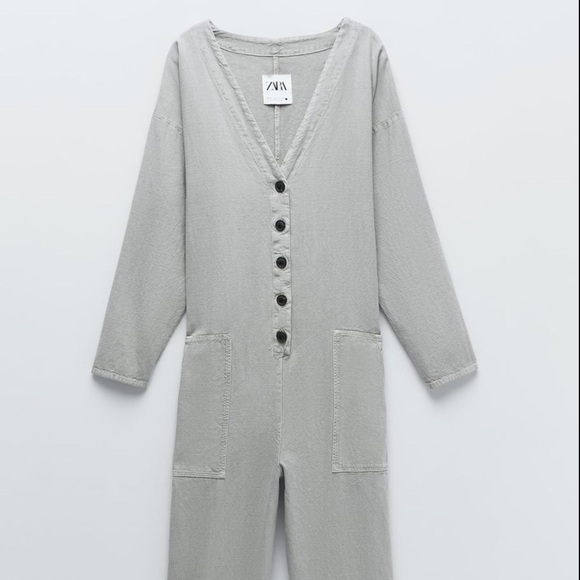 ZARA BNWT Textured Weave Jumpsuit - Picture 3 of 6